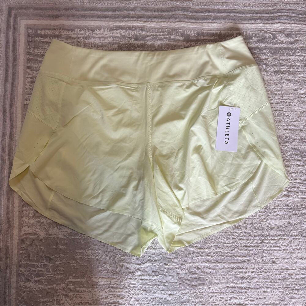 NWT Athleta Run With It 4.5" Short Sz 2X Tequila Green Mid Rise UPF Protection